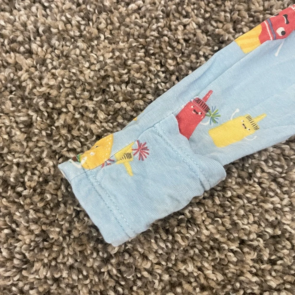 Angel Dear Hamburger & Fries Ketchup Mustard Bamboo Pajamas Size 0-3 Months